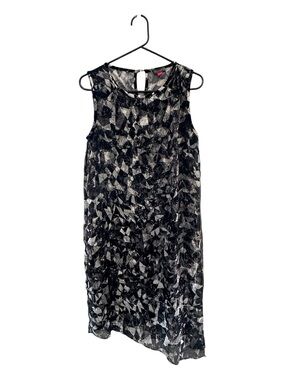 Vince Camuto Black & White Geometric Midi Shift Dress Size XS